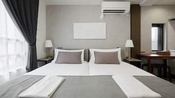 Hypo-allergenic bedding, down duvets, free minibar