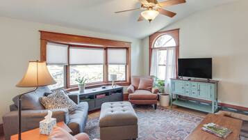 TV, DVD player, video library
