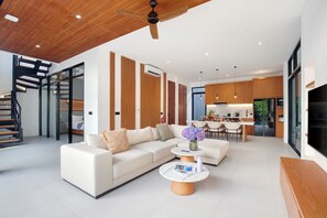 Living area - Chic 3-bedroom Aquamarine villa with Private Pool, 5-min Beach. (Bali)