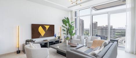 Apartamento de lujo, vistas a la ciudad | Zona de estar