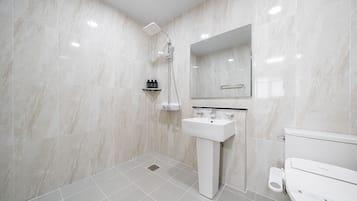 Free toiletries, hair dryer, bathrobes, slippers