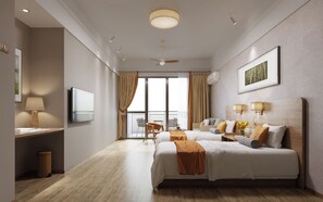 Basic Twin Room, City View | In-room safe, laptop workspace, blackout curtains, free WiFi - Q-Box Hotel Hangzhou Bay Ningbo (Ningbo)