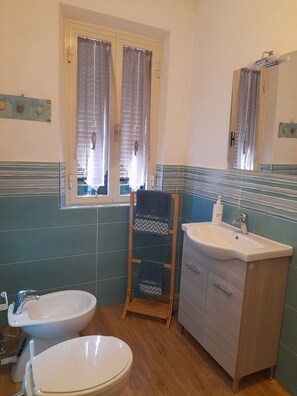 Bruser, hårtørrer, bidet, håndklæder