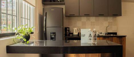 Fridge, microwave, stovetop, dishwasher