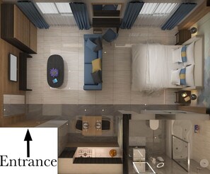 Floor plan - Self Check-in Luxury Studio near to airport with HotTub, WiFi & 75" Smart TV (Jeddah)