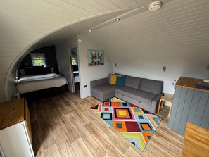 Living area - Cardamon Pod Self-Catering glamping in Suffolk (Nothing selected)