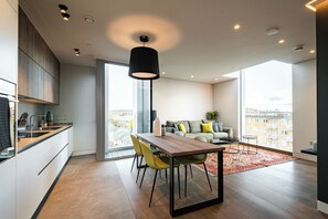 Superior Duplex | Private kitchen | Fridge, microwave, oven, stovetop