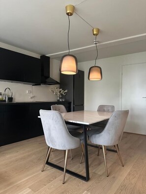Apartment, 2 Bedrooms, Smoking, Patio | Dining room - Deluxe Central 2 Bedrooms With View and Underground Garage in Stavanger (Stavanger)