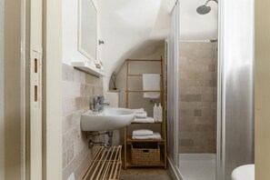 Hair dryer, towels, toilet paper