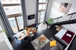Comfort Apartment, Balcony, Courtyard View | Living area | 40-inch flat-screen TV with cable channels - Apartments with balcony near center (Prague)