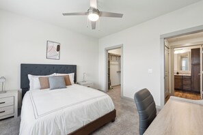 1 bedroom, desk, iron/ironing board, travel crib