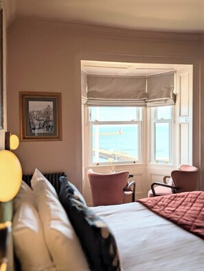 Superior-Doppelzimmer, Meerblick | Bettwäsche aus ägyptischer Baumwolle, hochwertige Bettwaren