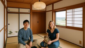 A traditional Japanese room with tatami flooring, shoji screens, and a view of the outdoors. - Guesthouse & Sharehouse carima azumik (Omachi)