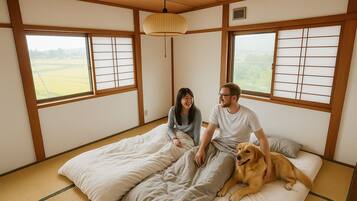 Blackout curtains, free WiFi, bed sheets