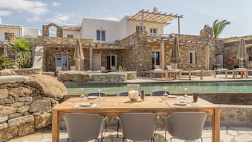 Outdoor pool, open 11:00 AM to 8:00 PM, pool umbrellas, sun loungers