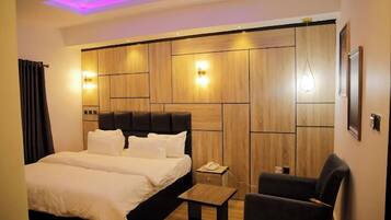 Family Room, Balcony, City View | Desk, laptop workspace, blackout curtains, soundproofing