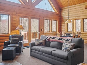 TV, fireplace - Private 3 BR Mountain Cabin  | Ski-In/Ski-Out | Sleeps 12 | Balcony Deck (Boyne City)