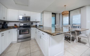 Fridge, microwave, oven, dishwasher