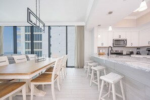 Fridge, microwave, oven, dishwasher