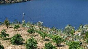 A view of terraced fields and a bridge over a lake. - Douro 3 Bedrooms Magic Mountain Landscape (Vila Flor)