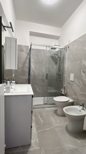 Dusche, Haartrockner, Bidet, Handtücher