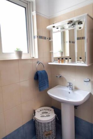 Ducha, secador de pelo y toallas
