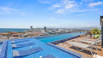 Outdoor pool, pool loungers