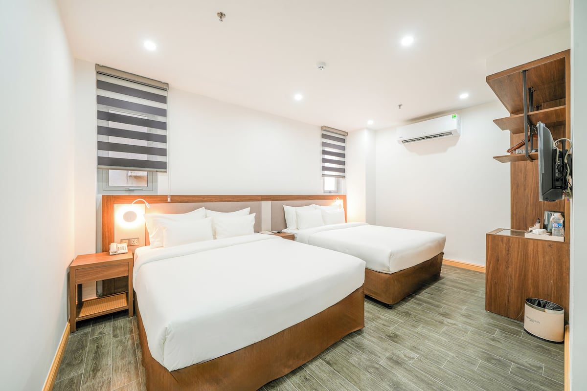 Premium bedding, memory foam beds, minibar, desk