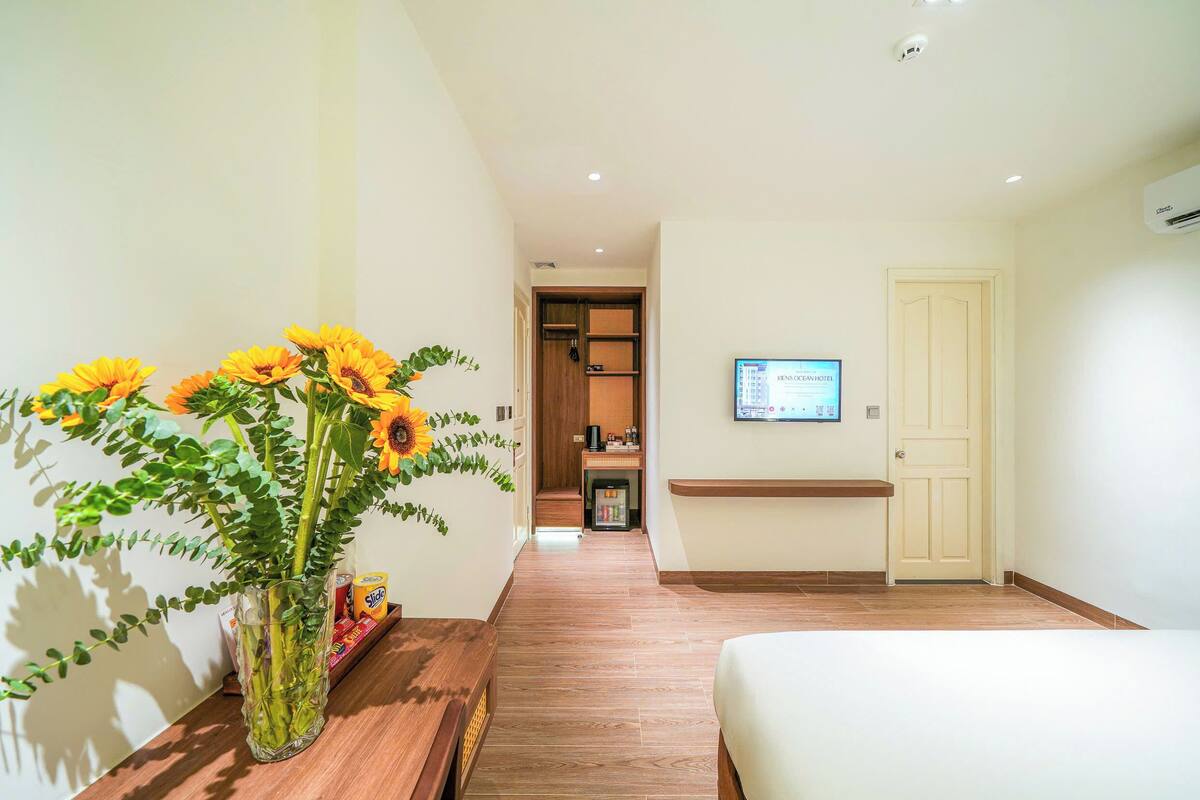 Premium bedding, memory foam beds, minibar, desk