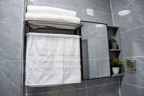 Dusche, Haartrockner, Bidet, Handtücher