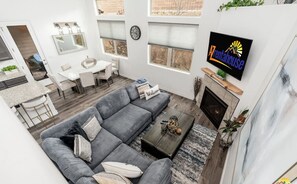 Smart TV, fireplace, video games