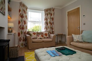 スマートテレビ、暖炉、書庫