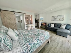 Iron/ironing board, travel crib, free WiFi, bed sheets