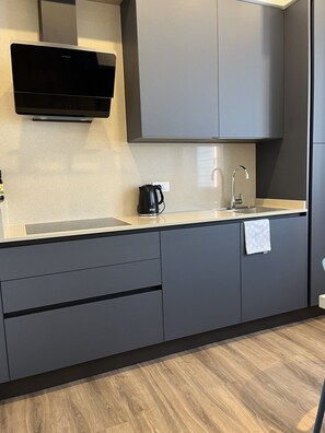 Frigorífico, microondas, placa de cocina y lavavajillas