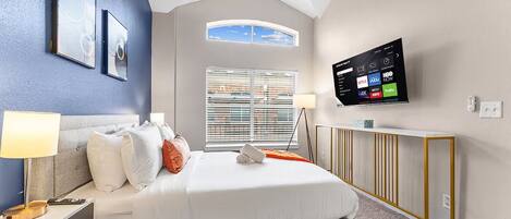 2 bedrooms, desk, iron/ironing board, travel cot