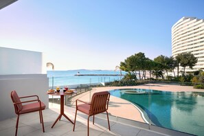 Deluxe Room, 1 King Bed, Lagoon View | Premium bedding, memory foam beds, in-room safe, blackout drapes - Marina Baie des Anges Hotel, Curio Collection by Hilton (Villeneuve-Loubet)