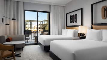 Desk, laptop workspace, free WiFi, bed sheets