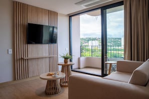 Deluxe Suite, 2 Bedrooms, Balcony, City View | Living area