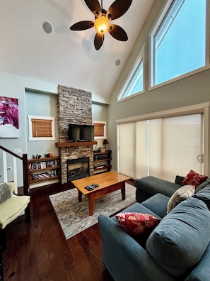 TV, fireplace