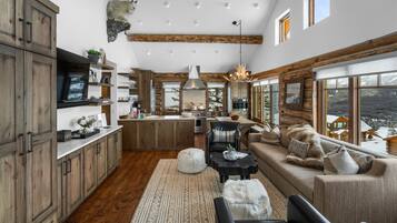 Smart TV, fireplace, stereo