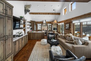 Smart TV, fireplace, stereo