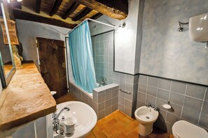 Sèche-cheveux, bidet, serviettes fournies, savon