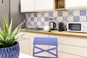 Fridge, microwave, coffee/tea maker