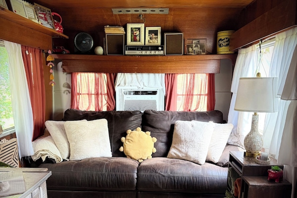 Super cozy couch can be used for additional sleeping. Does not have sofa bed.