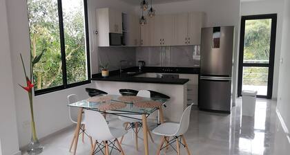 Three-bedroom country deluxe apartment with jacuzzi and balcony with a view.