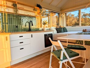 1 bedroom, bed sheets - Kyneton Tiny House (Metcalfe)