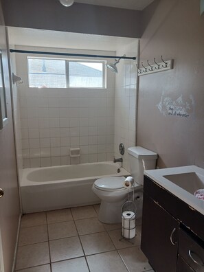 Een haardroger, toiletpapier