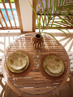 Outdoor dining - Kaz Balisier - Terrace - Pool View (Le Diamant)
