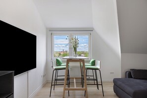 TV, fireplace - Apartment 'Herkules' with Balcony, Wi-Fi and Air Conditioning (Kassel)