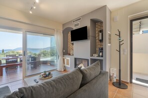 TV, fireplace